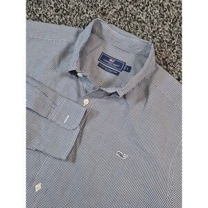 Vineyard Vines Shirt Mens Large Blue Plaid Classic Fit Whale Long Sleeve Button‎